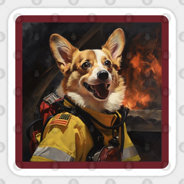 Firefighter Corgi Sticker by AtomicChonk